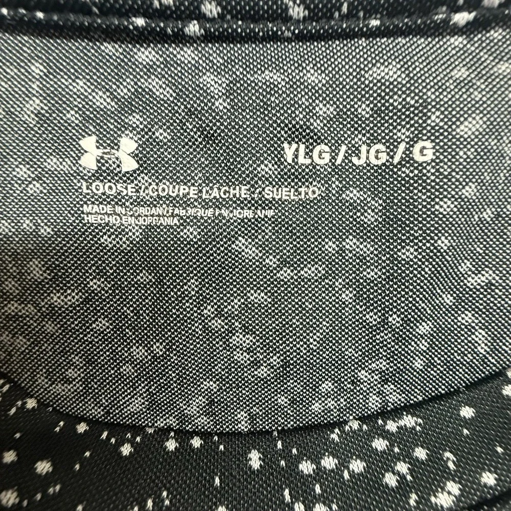 Under Armour Youth‎ Large Black Speckled Logo Tee Athletic Short Sleeve